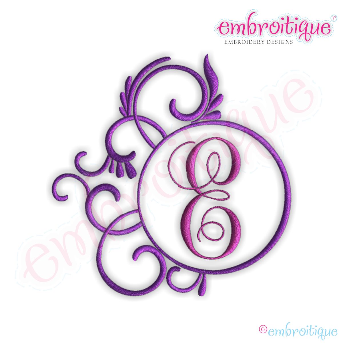 Embroitique Fancy Round Font Frame Large
