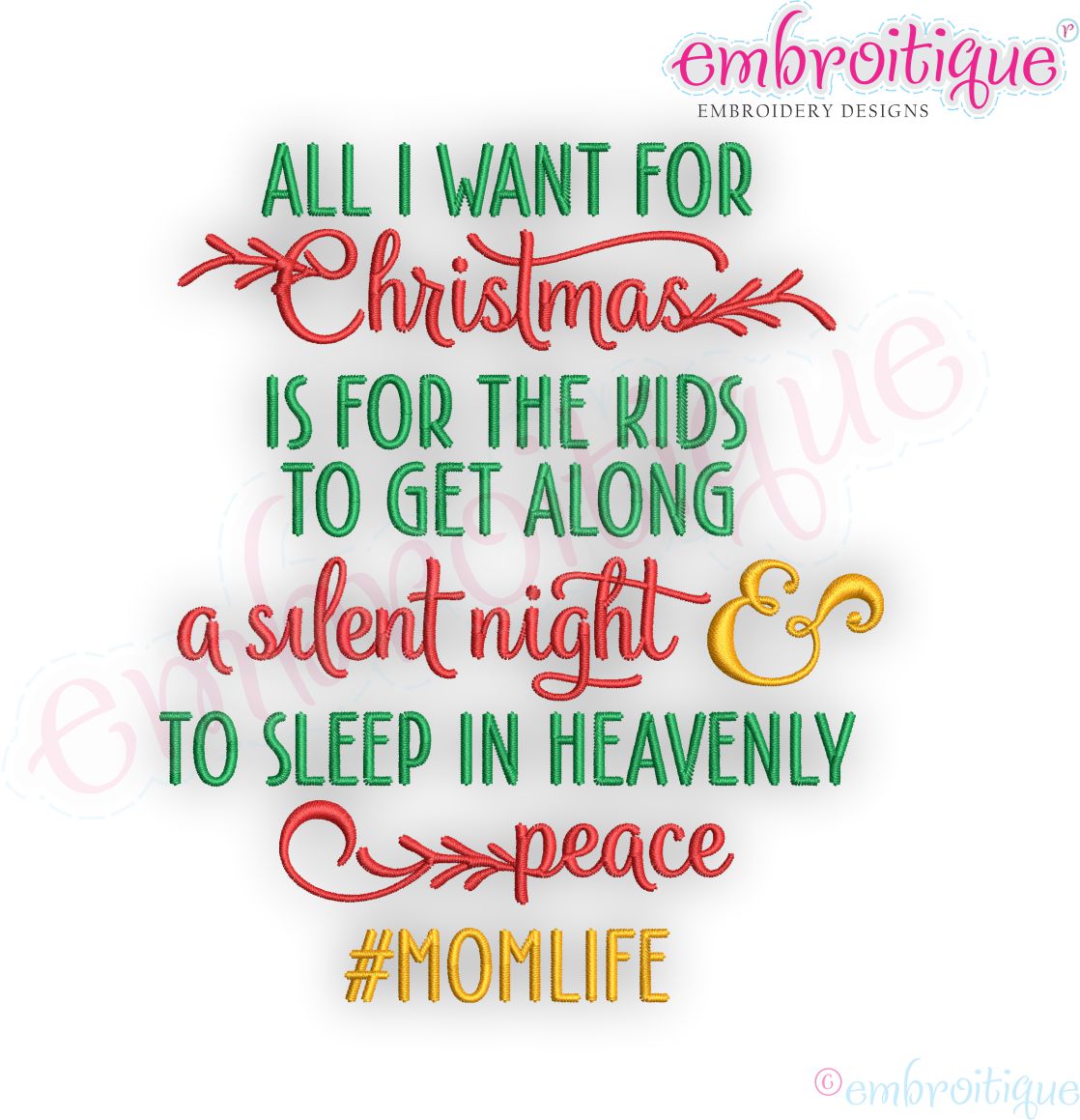 Other Categories All Products All I Want For Christmas Is For The Kids To Get Along Holiday Christmas Machine Embroidery Design Embroitique Digital Machine Embroidery Designs Instant Downloads