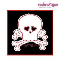 Boy Skull with Hearts Punk Love Valentine's Day Raw Edge Applique