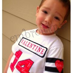 Boy Valentine's Day Jersey Raw Edge Applique set