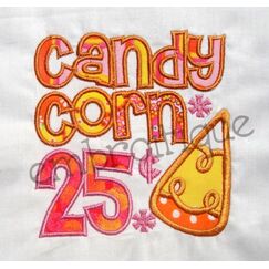 Candy Corn Twenty Five Cents Halloween Word Block - APPLIQUE
