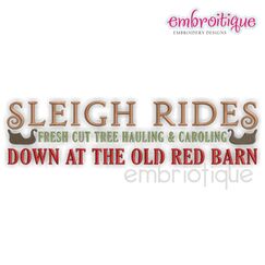 Christmas Sleigh Rides at Red Barn Farm Embroidery Design