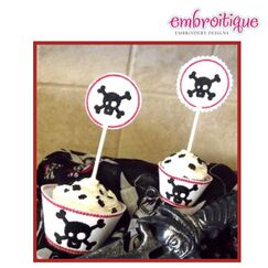 Cupcake Wrapper and Topper Set - Boy Skull
