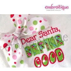 Dear Santa, Define Good Christmas Applique Design