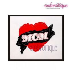 Heart Tattoo Raw Edge Applique Valentine's Day Mom and Dad