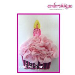 ITH Shabby Sweet Ruched Cupcake with Candle