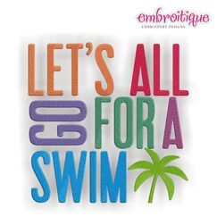 Let's go for a Swim Summer Lake Pool Palm Tree Design