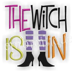 The Witch is In Halloween Embroidery Design Legs Feet Shoes