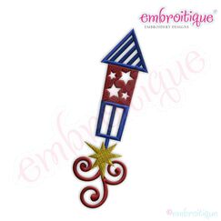 4th of July Swirly Shooting Firecracker Embroidery Design