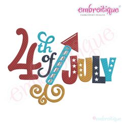 4th of July with Rocket Fill Stitch Embroidery Design