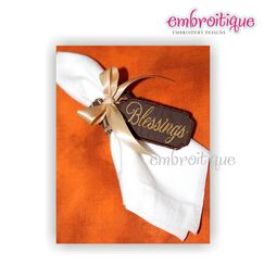 Double Scalloped Edge Gift tag - Place setting - Bonus "Blessings" and "Thanks" tags included