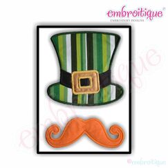 Handlebar Mustache and Leprechaun hat with Buckle Applique