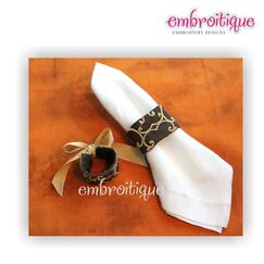 In The Hoop Napkin Rings - Beautiful Scroll pattern - PDF Instructions Included