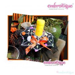 ITH Wine Bottle Spider Web Accent - Halloween - Perfect Hostess Gift