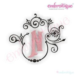 Natalya Monogram Font Frame and Alphabet - Fill Stitch Center Monogram Set