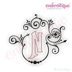 Natalya Monogram Font Frame and Alphabet - Outlined Center Monogram Set