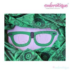 Nerdy Glasses Applique - Raw and Satin Edge