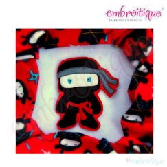 Ninja for Boys Applique Design - Satin Stitch and Raw Edge