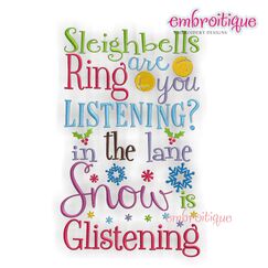 Sleighbells Ring ... are you listening, In the Lane Snow is Glistening - fun Christmas Winter design