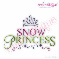 Snow Princess with Tiara Embroidery Design