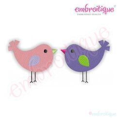 Springtime Birds and Trees - Fill Stitch Love Birds Embroidery Design