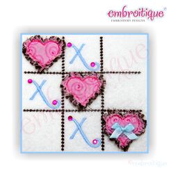 Tic Tac Toe Hearts Valentine's Day Raw Edge Design - several sizes included