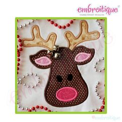 Adorable Reindeer Head Applique - Satin and Raw Edge Set