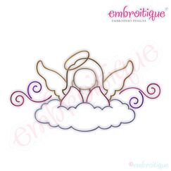 Angel with Curls 3 Embroidery Design