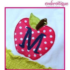 Apple Back to School Raw Edge and Satin Stitch Monogram Set