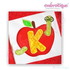 Apple with Worm Applique Monogram Set