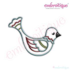 Christmas Bird Embroidery Design - Small