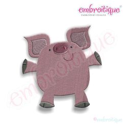 Chubby Farm Animals - Pig Fill Stitch Embroidery Design