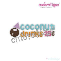 Coconut Drinks Luau Tropical Beach Embroidery Design