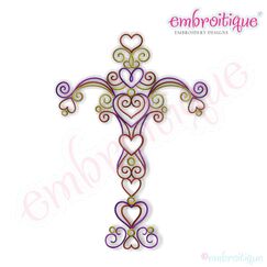 Curly Cross Embroidery Design