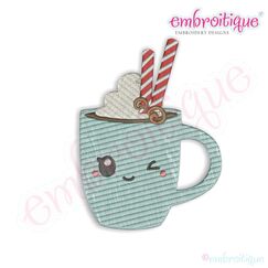 Cutie Peppermint Mocha Mug Filled Embroidery Design