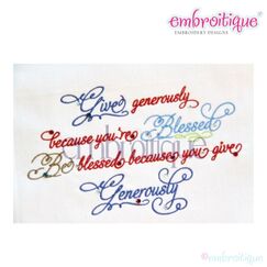 Give Generously Be Blessed Home Decor Embroidery Design