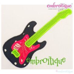 Guitar Rock Star Guitar Applique