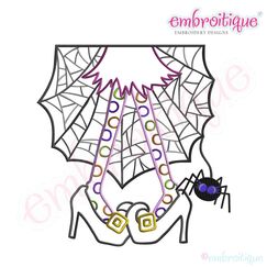 Halloween Wacky Witch Legs with Spider Embroidery Design