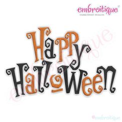 Happy Halloween Creepy Words Embroidery Design