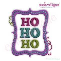 Ho Ho Ho Framed Filled Embroidery Design