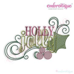 Holly Jolly Filled Embroidery Design - Small