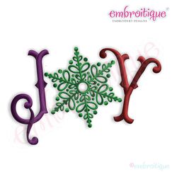 Joy with a Snowflake Holiday Embroidery Design - Small
