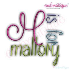 Mallory Monogram Font Set - Cute, girly - .5", 1", 1.5", 2", 3"  -    Embroitique Machine Embroidery Design