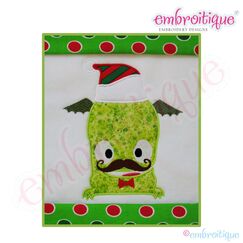 Monster in a Santa Hat Applique - Large