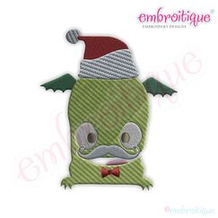 Monster in a Santa Hat Filled Embroidery Design