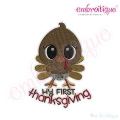 My First Thanksgiving Turkey Fill Stitch Embroidery Design