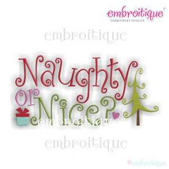 Naughty or Nice Christmas Curly Design Cute