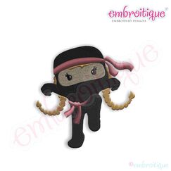 Ninja for Girls Karate Kid Embroidery Design