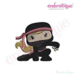 Ninja for Girls with Throwing Star Embroidery Design