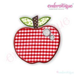 Red Apple with Worm Holes Applique